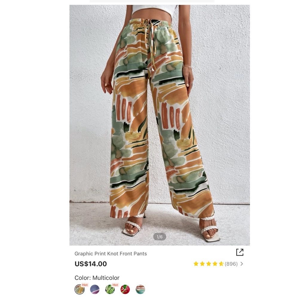 SHEIN Graphic Knot Front Pants